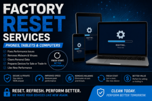 Factory reset service for iPhone and Android phones including data backup and setup assistance near you in Madison, Tennessee