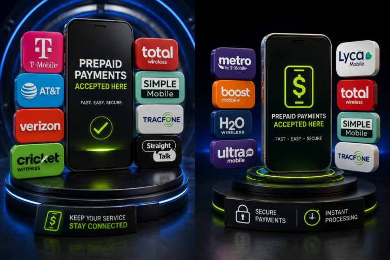 Prepaid phone bill payment services for all major carriers including Cricket, Metro PCS, and Boost Mobile in Madison, Tennessee